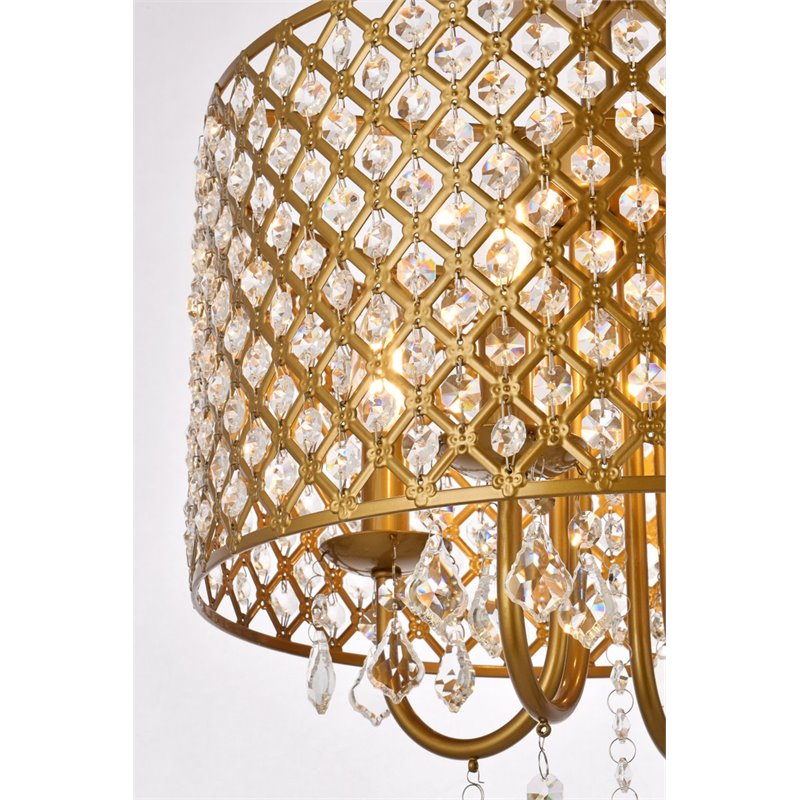 Living District Elise 4-Light Transitional Metal Flush Mount in Brass Finish