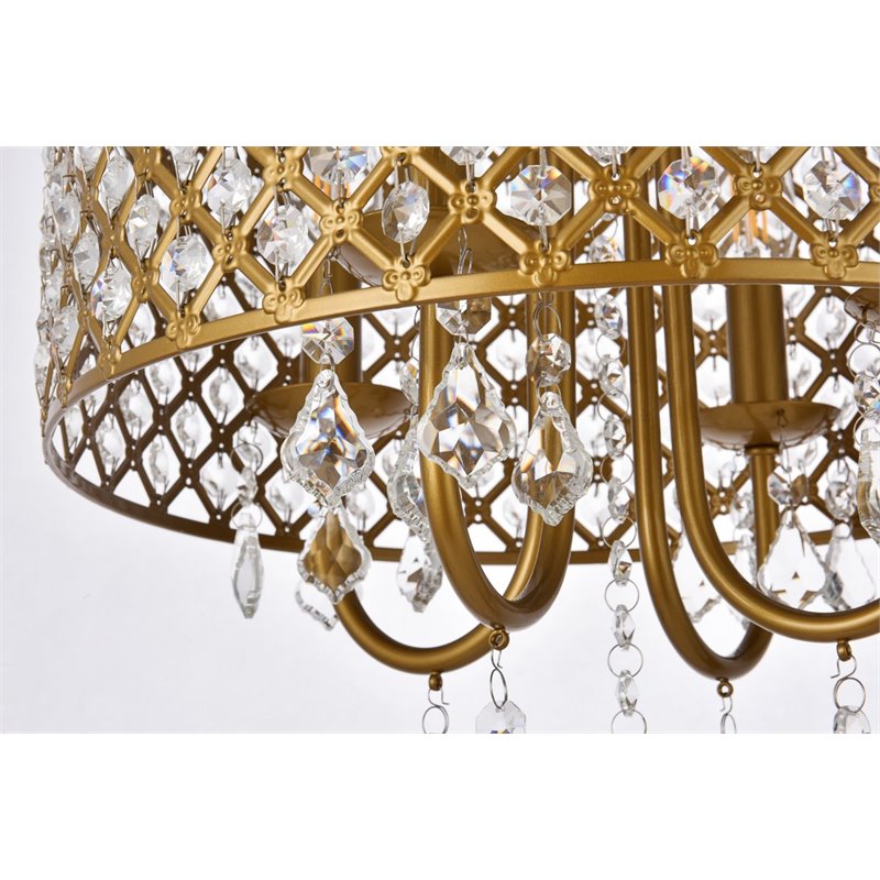 Living District Elise 4-Light Transitional Metal Flush Mount in Brass Finish