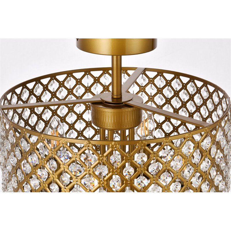 Living District Elise 4-Light Transitional Metal Flush Mount in Brass Finish