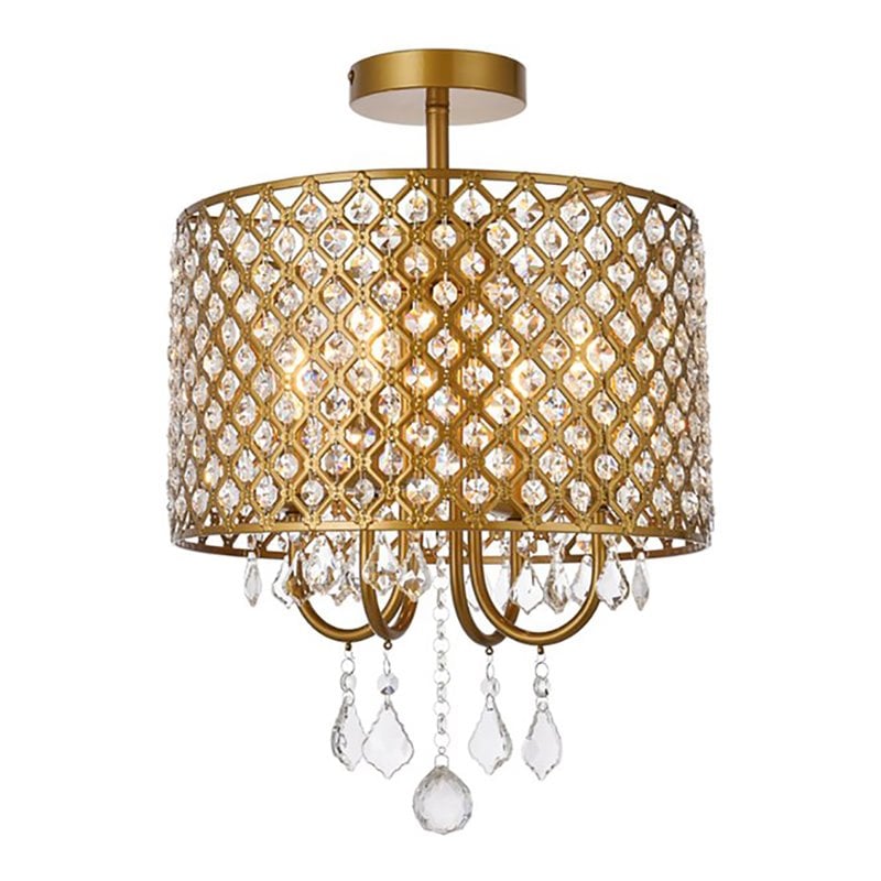 Living District Elise 4-Light Transitional Metal Flush Mount in Brass Finish