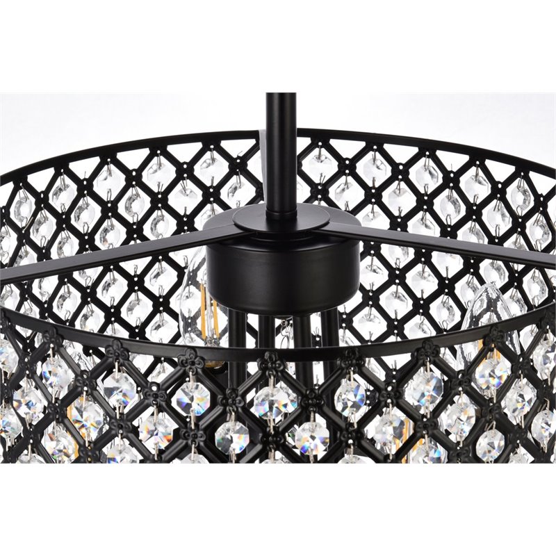 Living District Elise 4-Light Transitional Metal Flush Mount in Black Finish