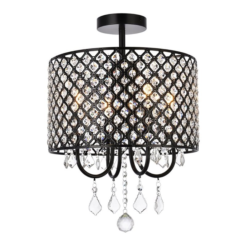 Living District Elise 4-Light Transitional Metal Flush Mount in Black Finish