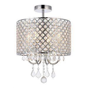 Living District Elise 4-Light Transitional Metal Flush Mount in Chrome Finish