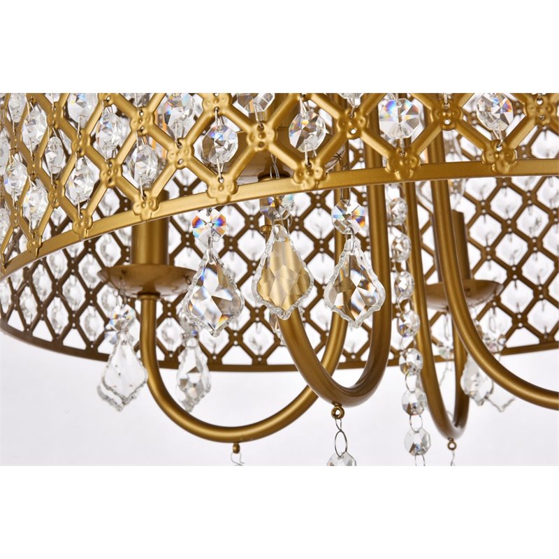 Living District Elise 4-Light Transitional Metal Flush Mount in Brass Finish
