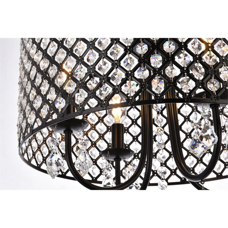 Living District Elise 4-Light Transitional Metal Flush Mount in Black Finish