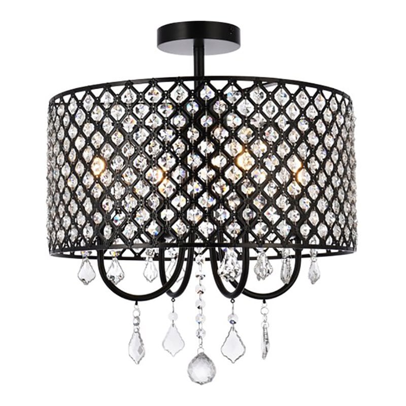 Living District Elise 4-Light Transitional Metal Flush Mount in Black Finish