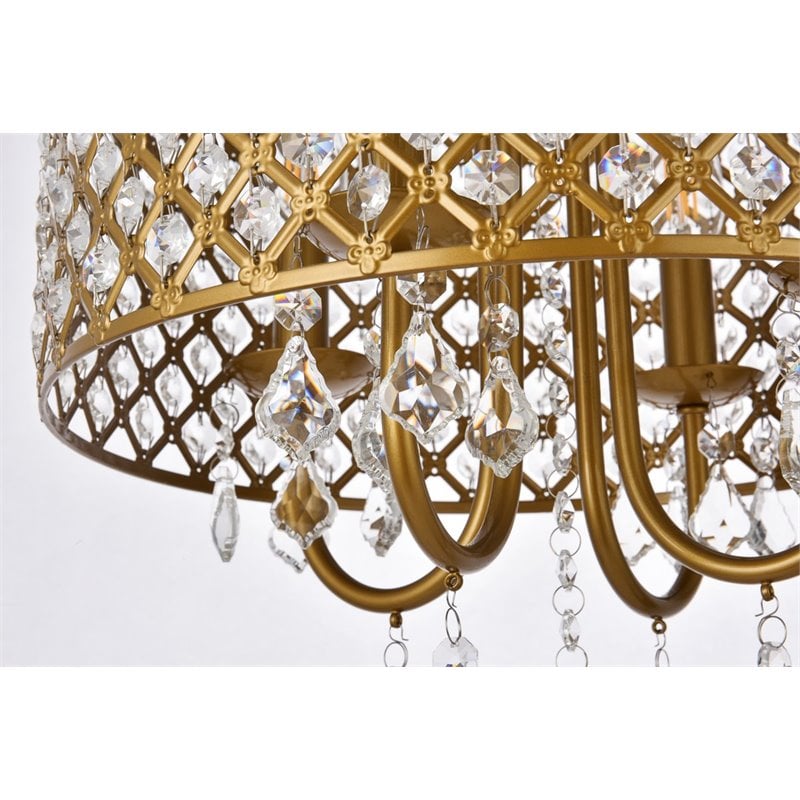 Living District Elise 4-Light Transitional Metal Pendant in Brass Finish