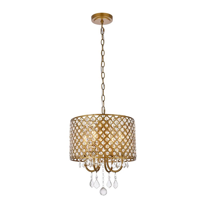 Living District Elise 4-Light Transitional Metal Pendant in Brass Finish
