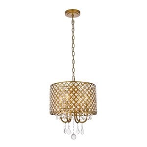 Living District Elise 4-Light Transitional Metal Pendant in Brass Finish