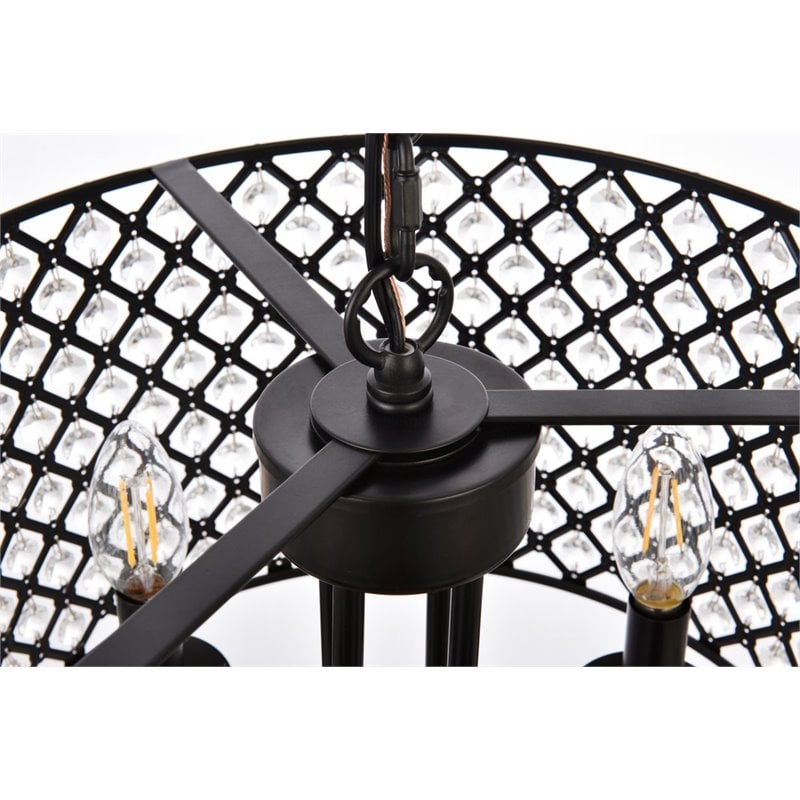 Living District Elise 4-Light Transitional Metal Pendant in Black Finish