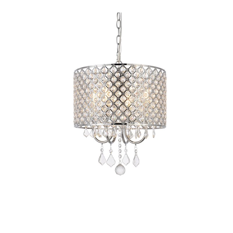 Living District Elise 4-Light Transitional Metal Pendant in Chrome Finish