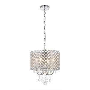 Living District Elise 4-Light Transitional Metal Pendant in Chrome Finish