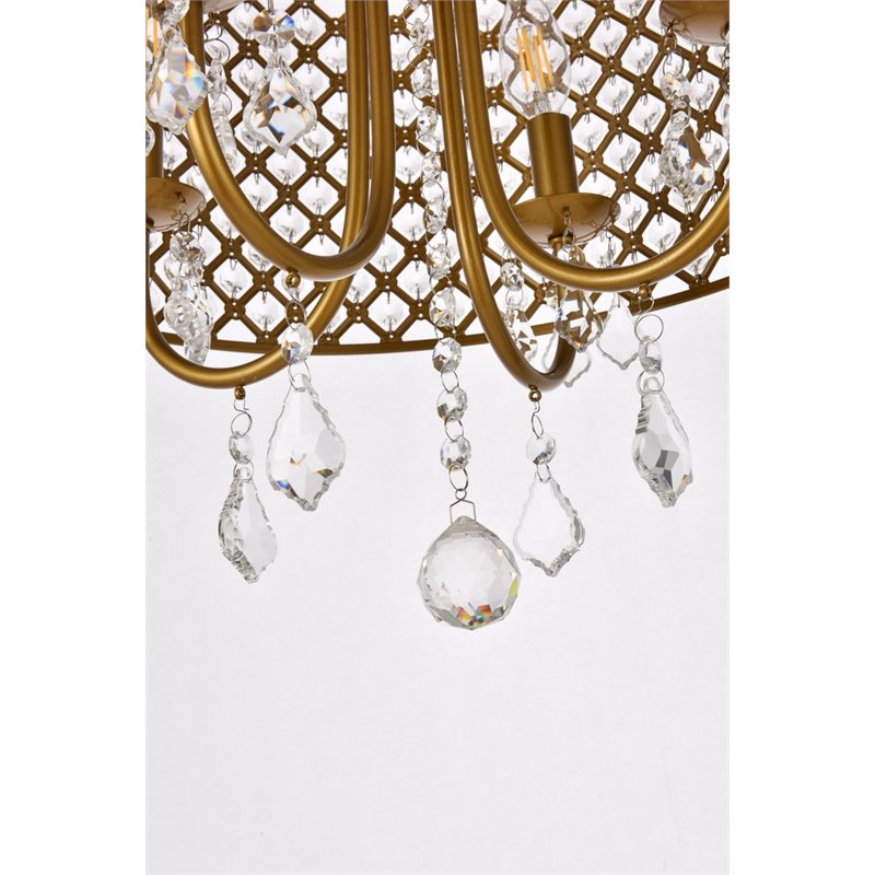 Living District Elise 4-Light Transitional Metal Pendant in Brass Finish