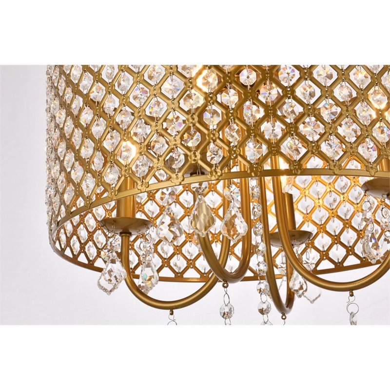 Living District Elise 4-Light Transitional Metal Pendant in Brass Finish