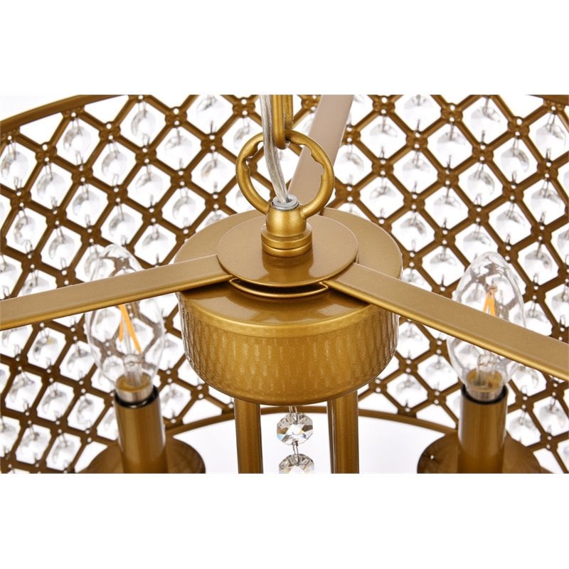 Living District Elise 4-Light Transitional Metal Pendant in Brass Finish