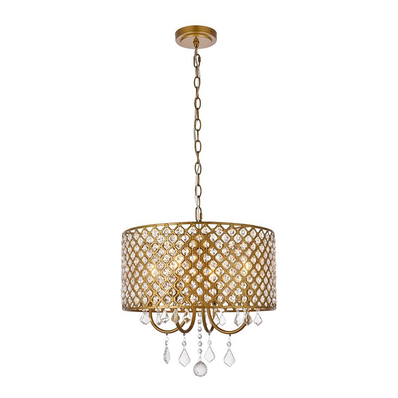Living District Elise 4-Light Transitional Metal Pendant in Brass Finish