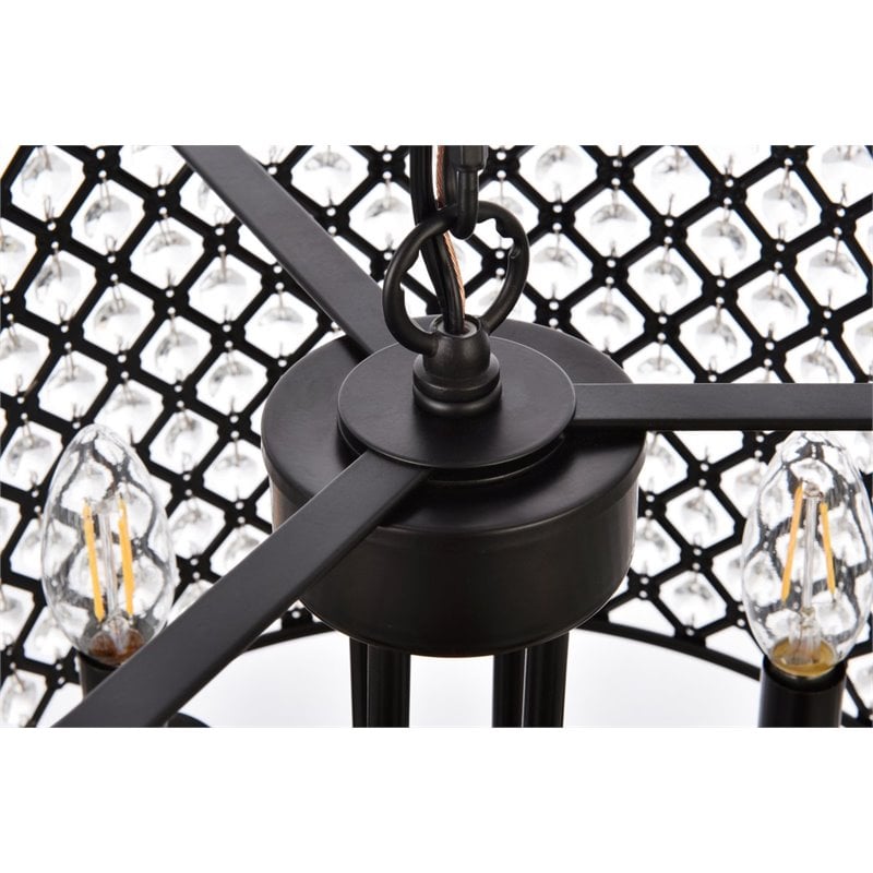 Living District Elise 4-Light Transitional Metal Pendant in Black Finish