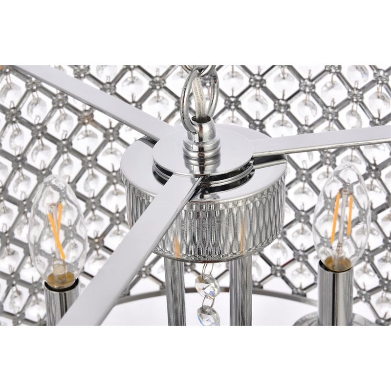 Living District Elise 4-Light Transitional Metal Pendant in Chrome Finish