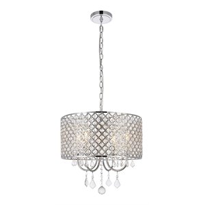 Living District Elise 4-Light Transitional Metal Pendant in Chrome Finish
