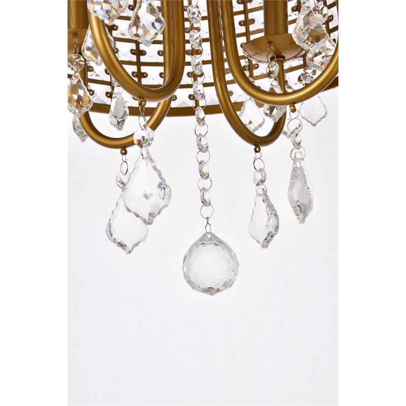 Living District Elise 4-Light Transitional Style Metal Flush Mount in Brass
