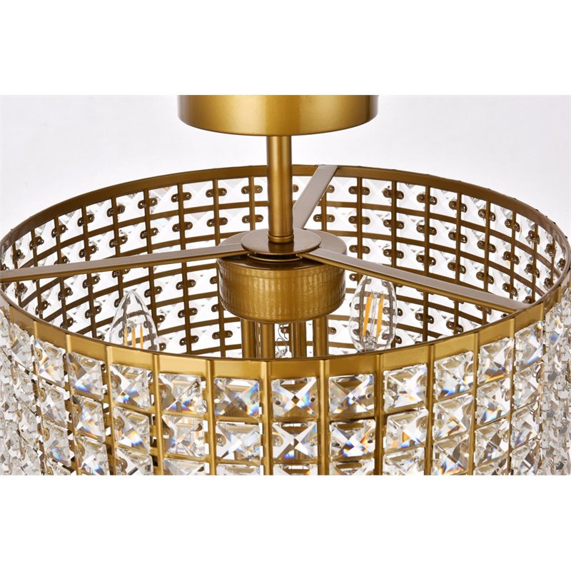 Living District Elise 4-Light Transitional Style Metal Flush Mount in Brass