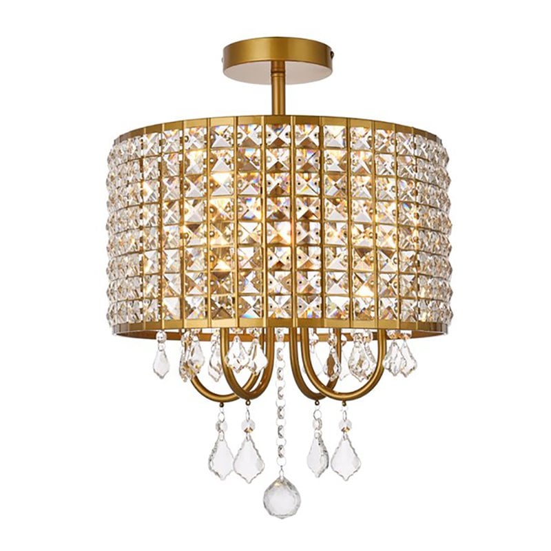 Living District Elise 4-Light Transitional Style Metal Flush Mount in Brass