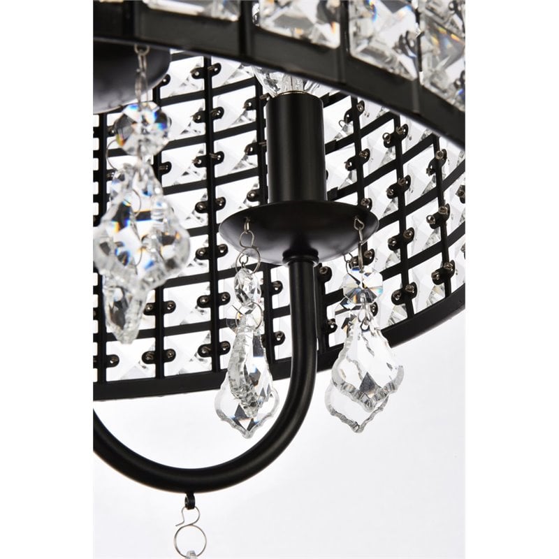 Living District Elise 4-Light Transitional Style Metal Flush Mount in Black