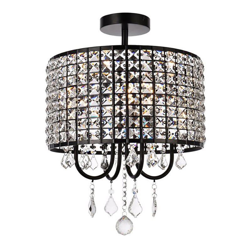 Living District Elise 4-Light Transitional Style Metal Flush Mount in Black