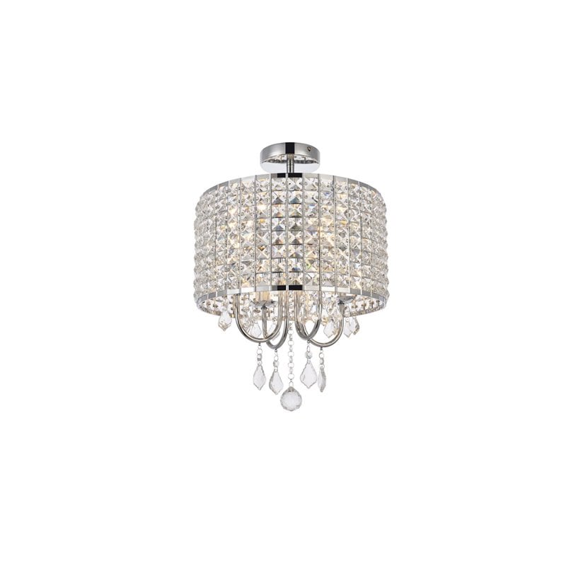Living District Elise 4-Light Transitional Style Metal Flush Mount in Chrome