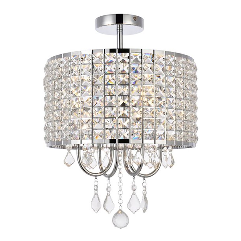 Living District Elise 4-Light Transitional Style Metal Flush Mount in Chrome