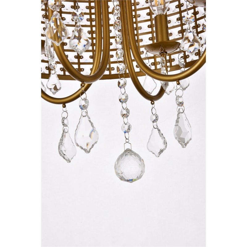 Living District Elise 4-Light Transitional Metal Flush Mount in Brass