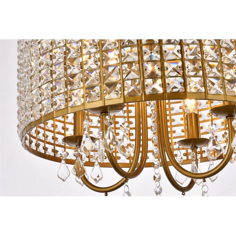 Living District Elise 4-Light Transitional Metal Flush Mount in Brass