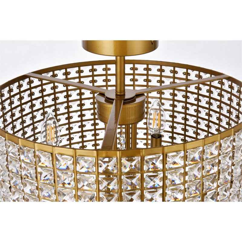 Living District Elise 4-Light Transitional Metal Flush Mount in Brass