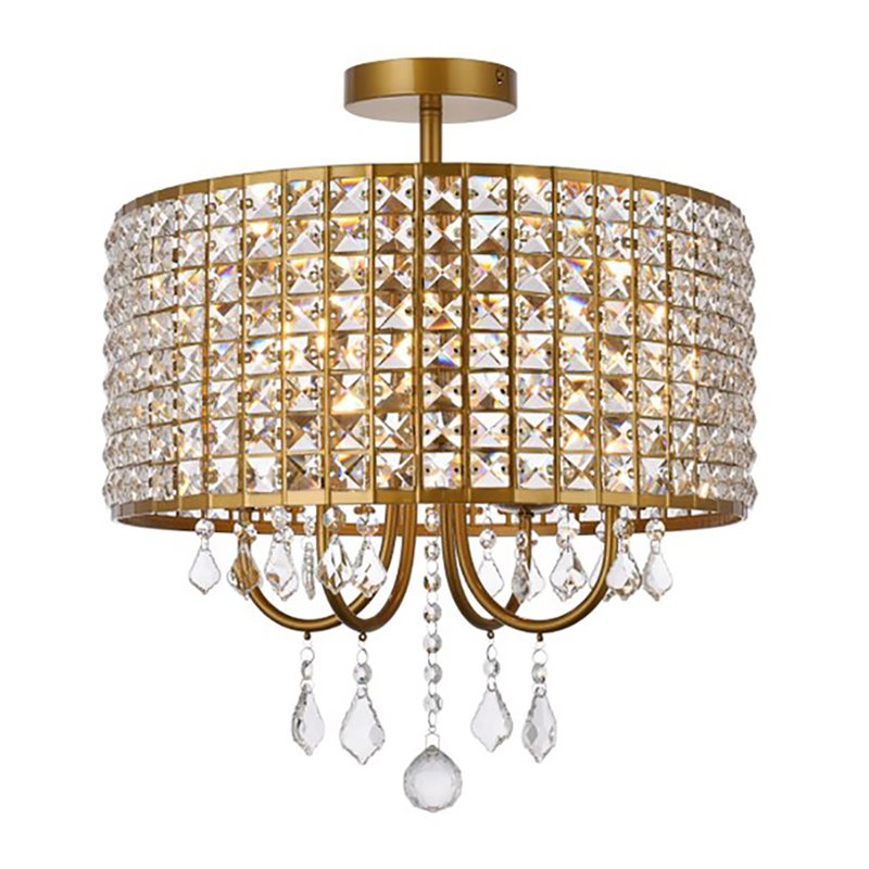 Living District Elise 4-Light Transitional Metal Flush Mount in Brass