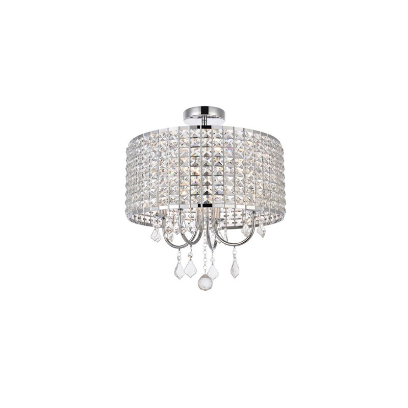 Living District Elise 4-Light Transitional Metal Flush Mount in Chrome