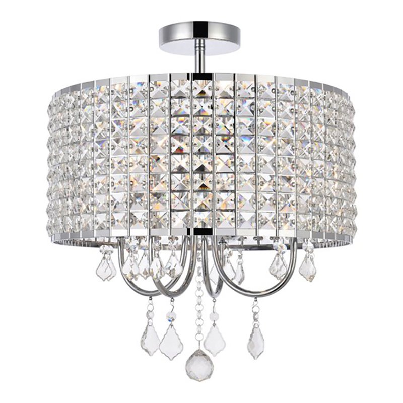Living District Elise 4-Light Transitional Metal Flush Mount in Chrome
