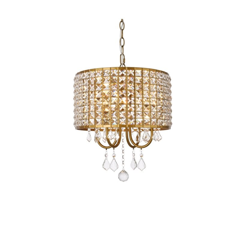 Living District Elise 4-Light Transitional Style Metal Pendant in Brass