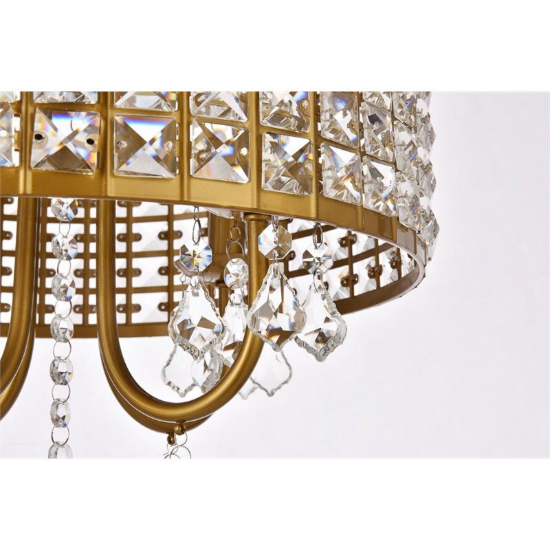 Living District Elise 4-Light Transitional Style Metal Pendant in Brass