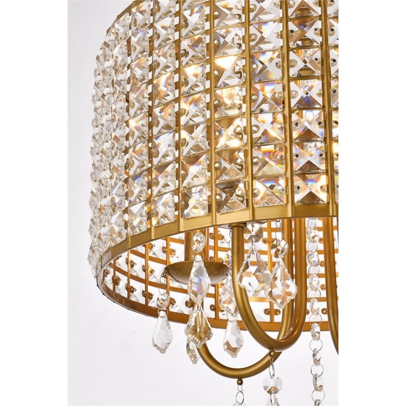 Living District Elise 4-Light Transitional Style Metal Pendant in Brass