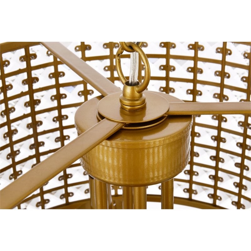 Living District Elise 4-Light Transitional Style Metal Pendant in Brass