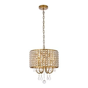 Living District Elise 4-Light Transitional Style Metal Pendant in Brass