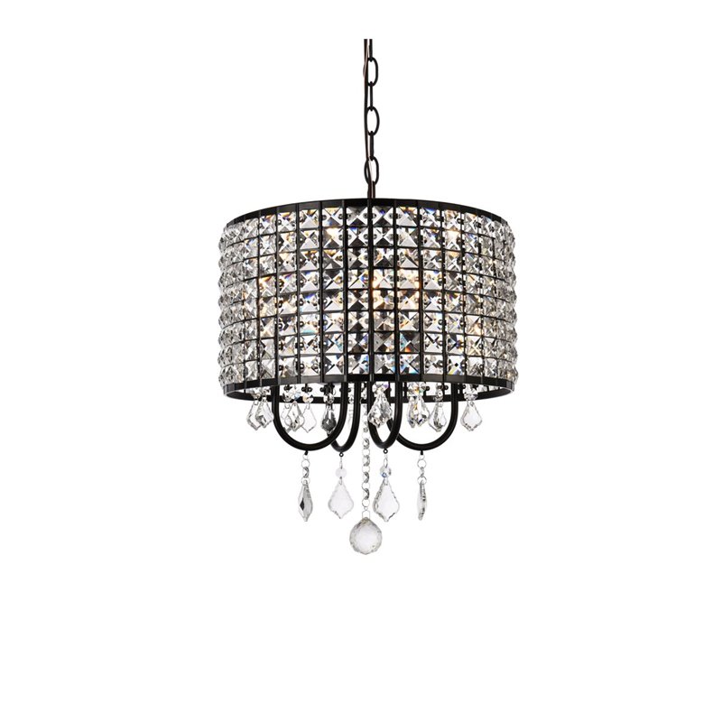 Living District Elise 4-Light Transitional Style Metal Pendant in Black