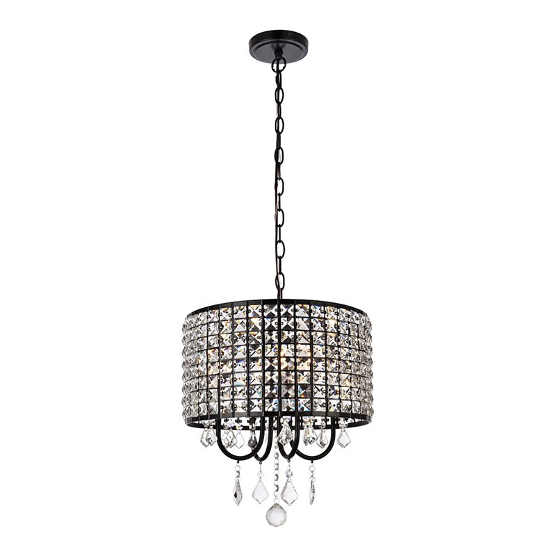 Living District Elise 4-Light Transitional Style Metal Pendant in Black