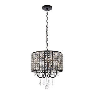 Living District Elise 4-Light Transitional Style Metal Pendant in Black