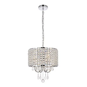 Living District Elise 4-Light Transitional Metal Pendant in Chrome