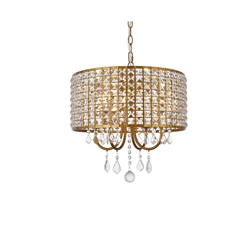 Living District Elise 4-Light Transitional Metal Pendant in Brass