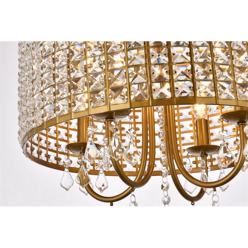 Living District Elise 4-Light Transitional Metal Pendant in Brass