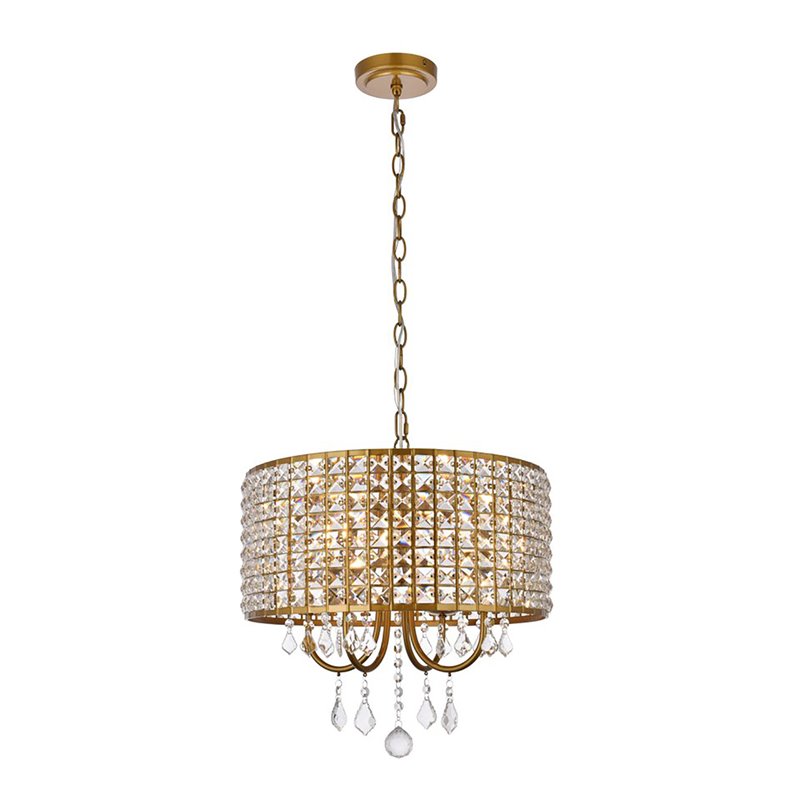 Living District Elise 4-Light Transitional Metal Pendant in Brass
