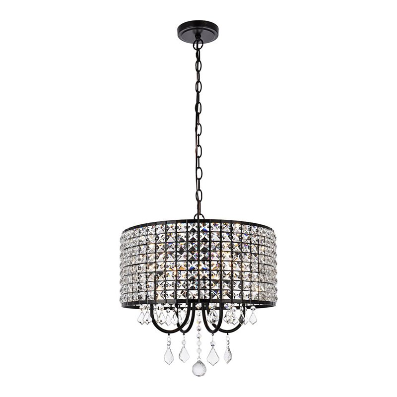 Living District Elise 4-Light Transitional Metal Pendant in Black