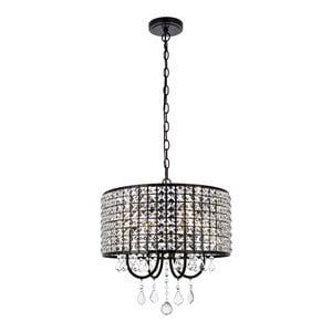 Living District Elise 4-Light Transitional Metal Pendant in Black